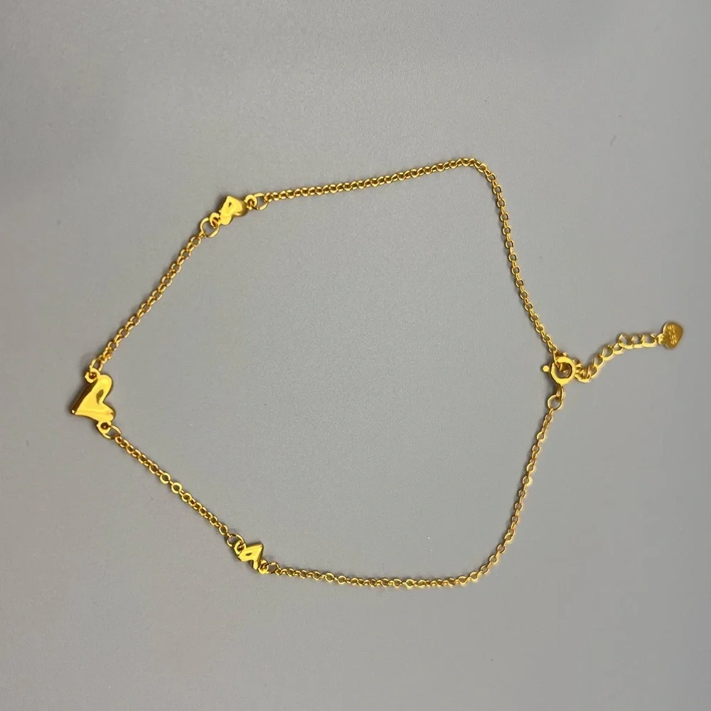Gold over sterling silver 925 Heart anklet